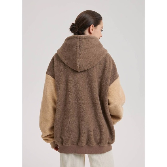NWT NAP Loungewear Oversized Terry Fleece Zip Up Hooded Jacket Cozy Brown Sz M - Picture 2 of 15
